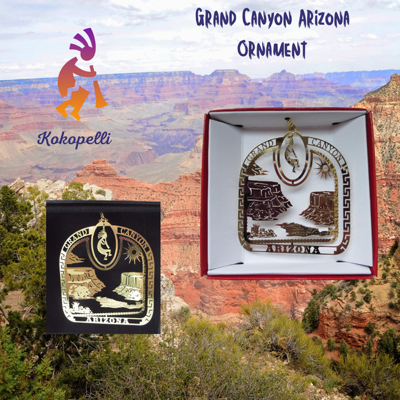 Grand Canyon Brass Ornament Arizona Travel Souvenir Southwest Kokopelli - Picture 2 of 7